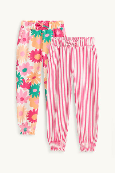 Nena - Paquet de 2 - flors - pantalons de tela - blanc/vermell