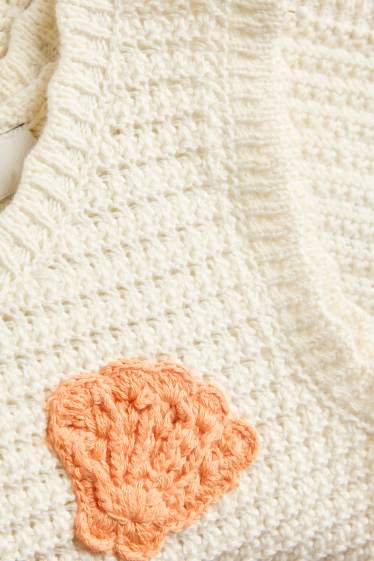 Kinder Mädchen - Muschel, Seestern, Krabbe - Crochet-Top - weiß