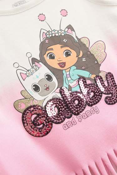 Dzieci dziewczynki - Koci Domek Gabi - top - efekt połysku - biały / różowy