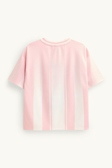 Nena - Cinnamoroll - samarreta de màniga curta - de ratlles - blanc/rosa