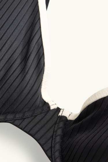 Women - Underwire bikini top - ribbed - black