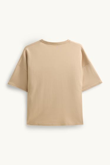 Damen - T-Shirt - Oversized - beige