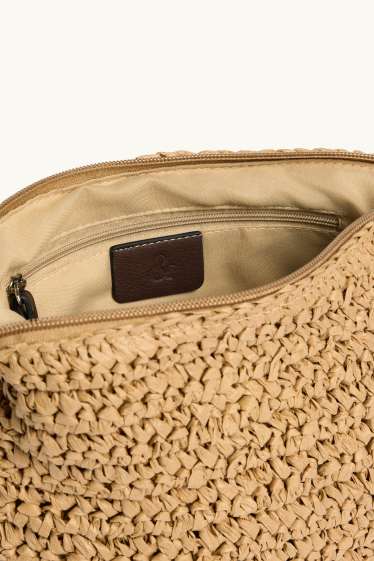 Femmes - Sac à bandoulière en paille - beige