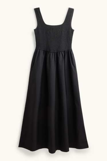 Femmes - Robe fit & flare - finition smockée - noir
