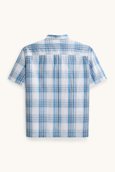 Hommes - Chemise - regular fit - col kent - à carreaux - bleu