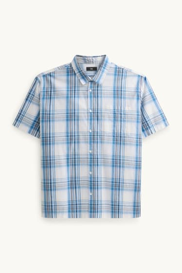 Hommes - Chemise - regular fit - col kent - à carreaux - bleu