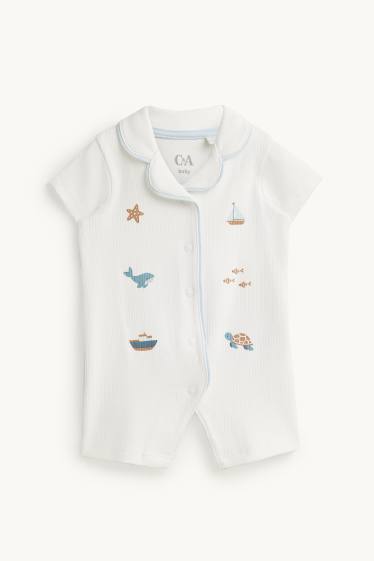 Baby Boys - Sea - baby sleepsuit - ribbed - white