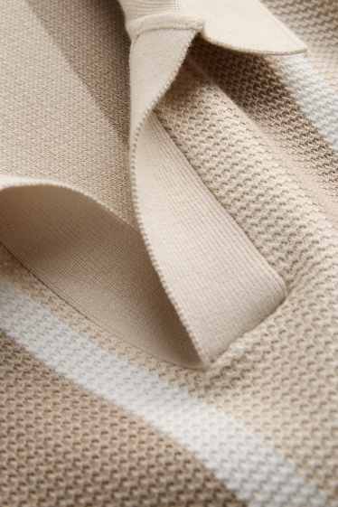 Hommes - Polo en maille - regular fit - à rayures - finition texturée - beige
