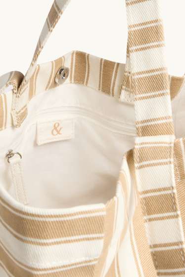 Donna - Shopper grande - a righe - beige