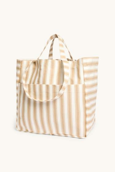 Donna - Shopper grande - a righe - beige