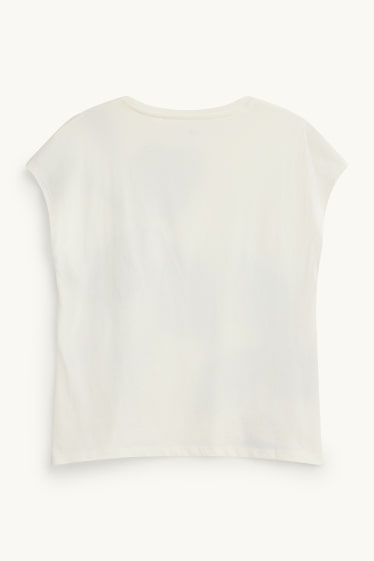 Donna - T-shirt - regular fit - a fiori - bianco crema