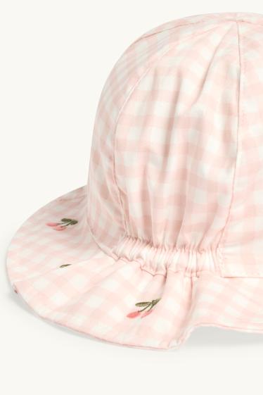 Bébés filles - Cerise - bob pour bébé - à carreaux - blanc / rose