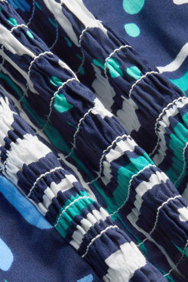 Dames - Korte blousetop - met patroon - blauw