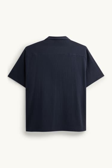 Hombre - Camisa - regular fit - cuello solapa - con textura - azul oscuro