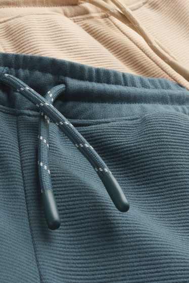 Enfants garçons - Lot de 2 - sweat en molleton - finition côtelée - beige / bleu