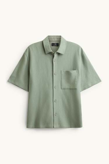 Hommes - Chemise - relaxed fit - col kent - côtelée - vert