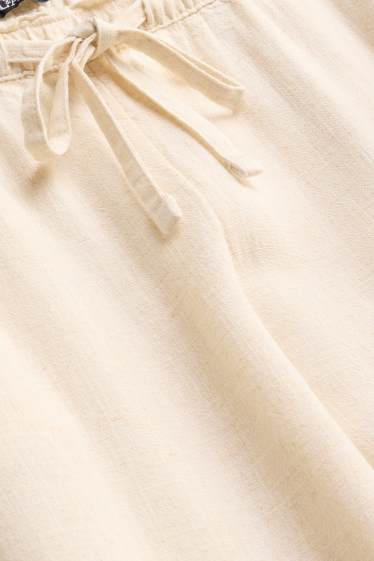 Femei - Pantaloni de stofă cu conținut de in - talie medie - loose fit - crem