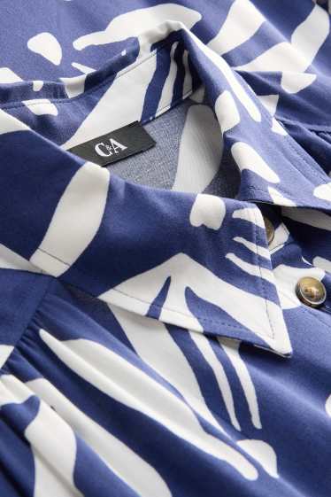 Femmes - Robe en viscose - à fleurs - bleu / blanc