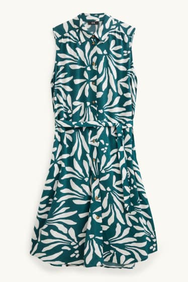 Mujer - Vestido de viscosa - de flores - blanco / verde