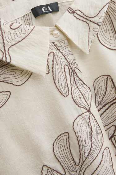 Mujer - Blusa camisera - estampada - crema