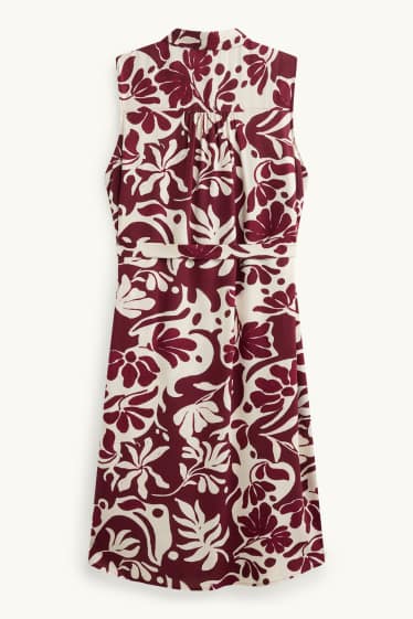 Donna - Vestito di viscosa - a fiori - bianco / rosso