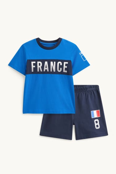 Kinder Jungen - Frankreich - Shorty Pyjama - 2 teilig - blau  / schwarz