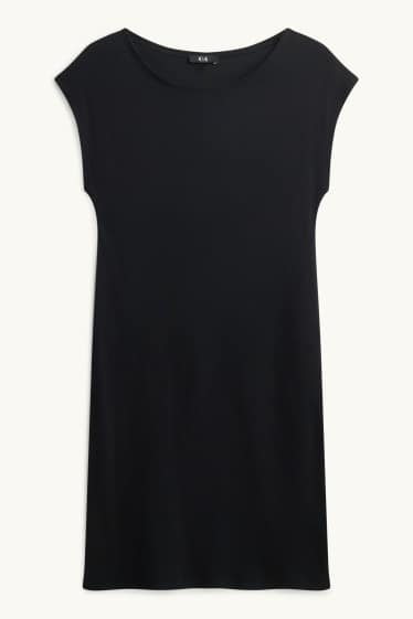 Dames - Bodycon-jurk - fijn geribd - zwart