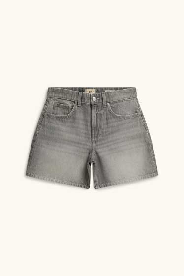 Femmes - Short en jean - mid waist - gris