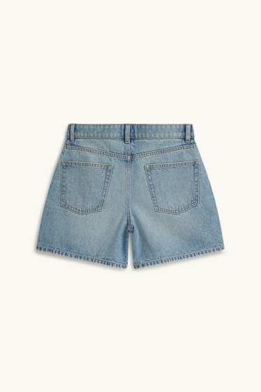 Femmes - Short en jean avec pierres de strass - mid waist - bleu