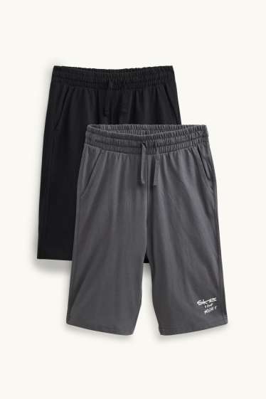 Enfants garçons - Lot de 2 - shorts en molleton - noir / gris