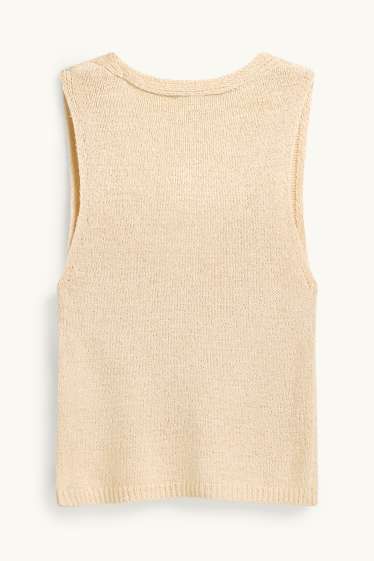 Damen - Strickweste - Feinripp - beige