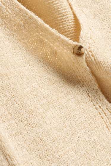 Damen - Strickweste - Feinripp - beige