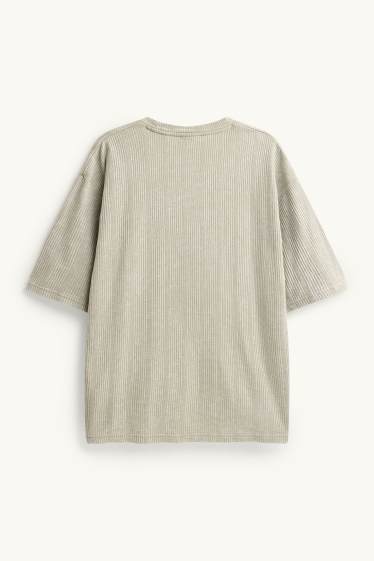 Hommes - T-shirt - Oversize - finition côtelée - vert clair