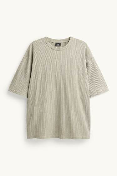 Hommes - T-shirt - Oversize - finition côtelée - vert clair