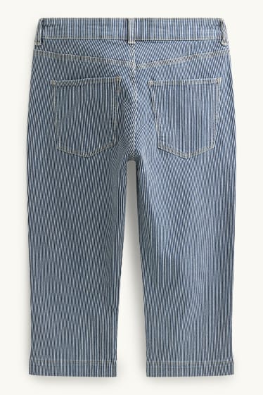 Damen - Capri Jeans - Mid Waist - Slim Fit - gestreift - blau / weiß
