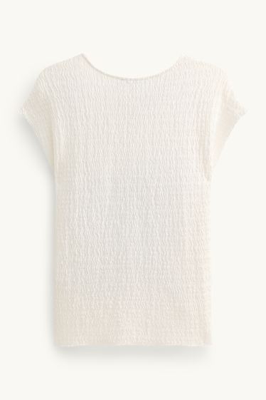 Femmes - T-shirt à encolure en V - regular fit - blanc