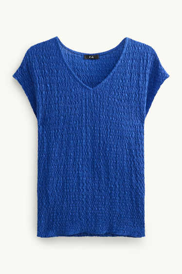 Donna - T-shirt con scollo a V - regular fit - blu