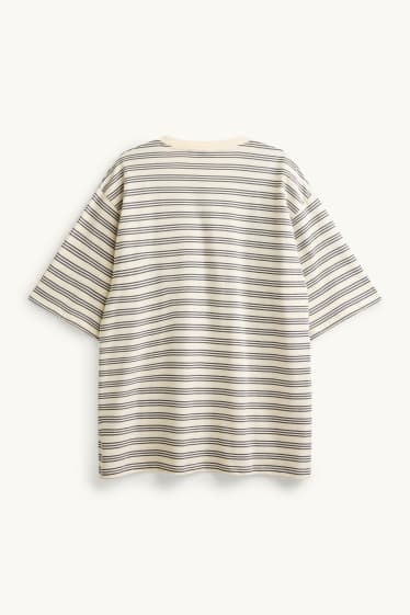 Herren - T-Shirt - Oversized - gestreift - beige