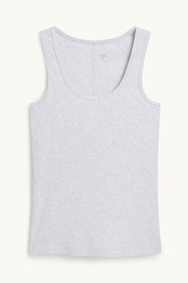 Donna - Top - a coste - grigio