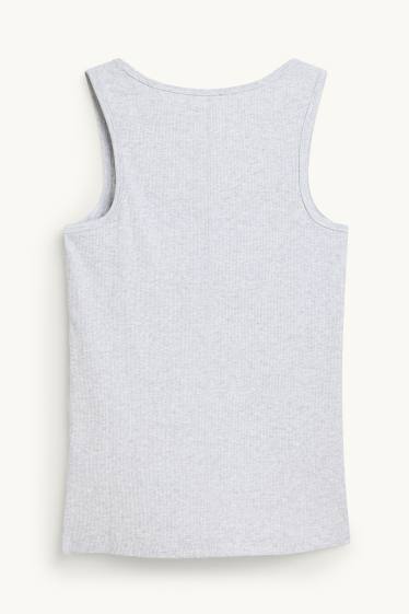 Donna - Top - a coste - grigio