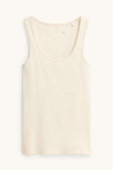 Donna - Top - a coste - crema