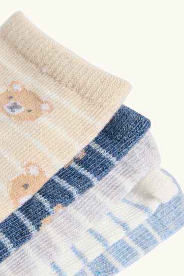 Nadó nen - Paquet de 5 - ossets - mitjons amb dibuix per a nadó - de ratlles - blanc/blau