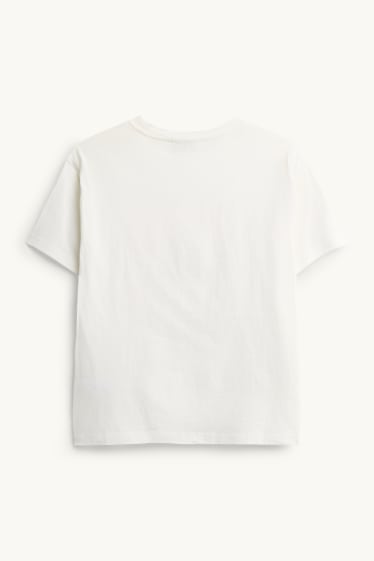 Kinder Mädchen - Katze - Kurzarmshirt - Glanz-Effekt - weiss