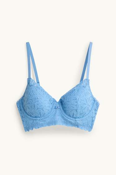 Donna - Reggiseno con ferretti - DEMI - imbottito - blu