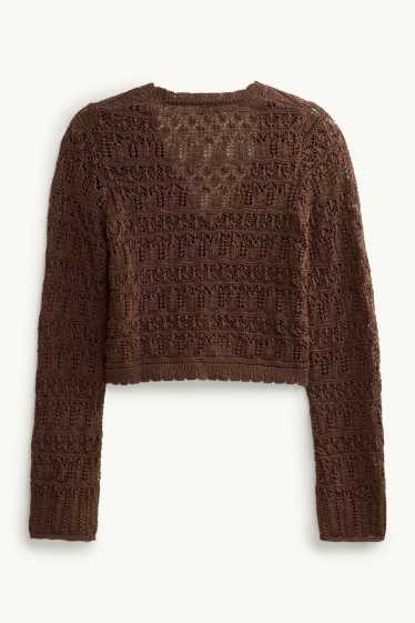 Dames - Gebreid vest - bruin