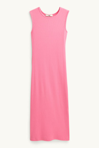 Kinderen: meisjes - Jurk - geribd - fuchsiarood