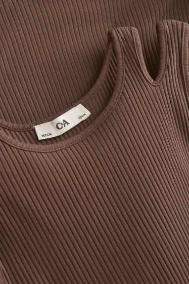 Kinderen: meisjes - Jurk - geribd - bruin