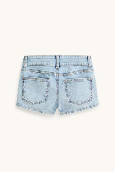 Children Girls - Denim shorts - light blue