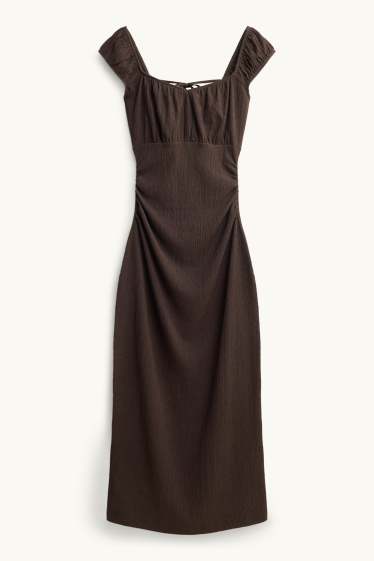 Donna - Vestito con spacco - marrone