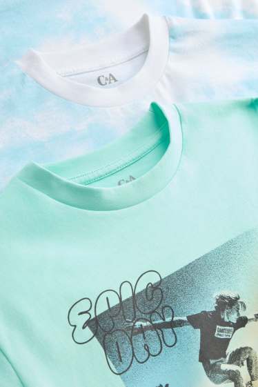 Enfants garçons - Lot de 2 - Skate - T-shirt - turquoise